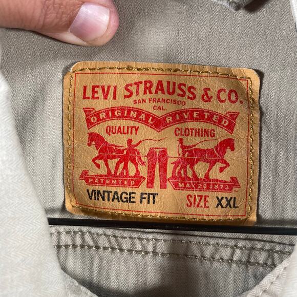 Levis Vintage Fit Button Up Work Shirt Men's XXL Beige Canvas Workwear Outdoor - Picture 6 of 13